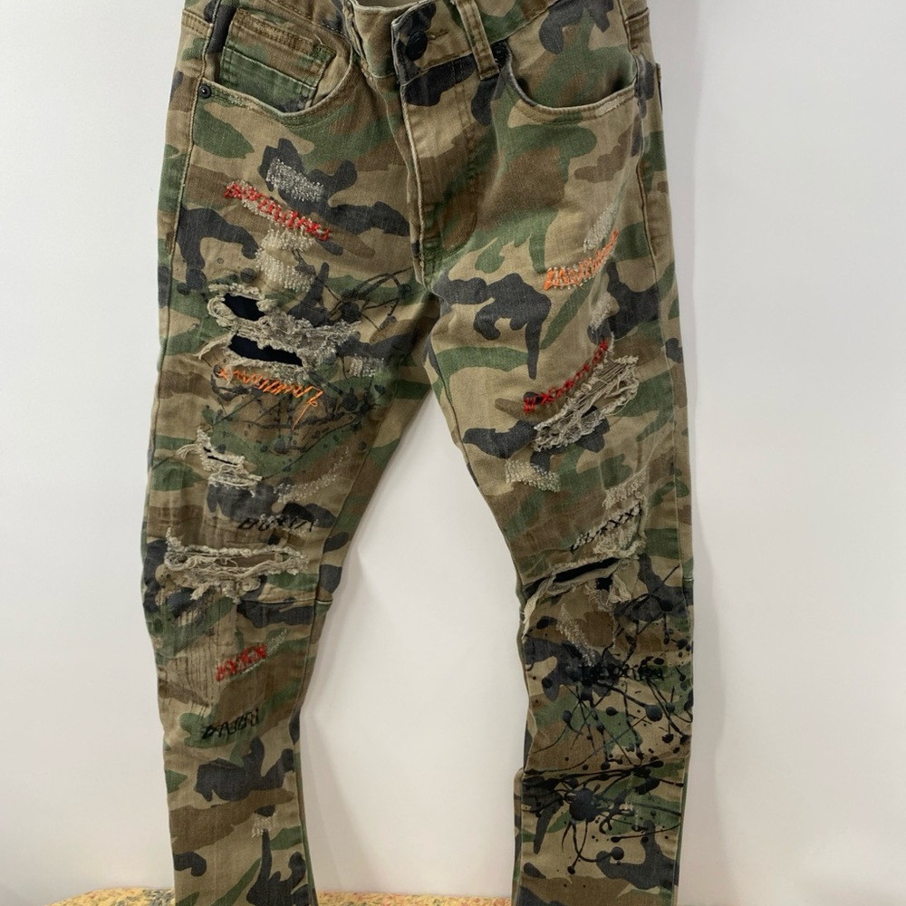 Camo Distressed Patchwork Jeans - image 2